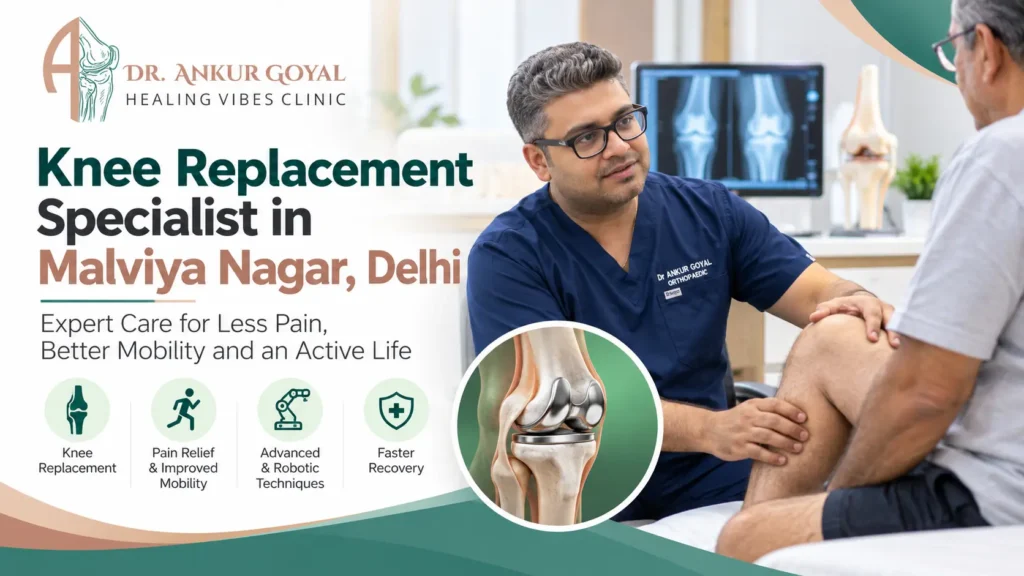 Dr. Ankur Goyal discussing knee replacement treatment with a patient