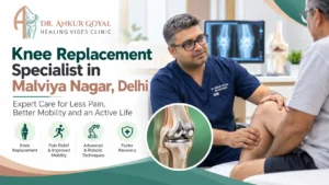 Dr. Ankur Goyal discussing knee replacement treatment with a patient