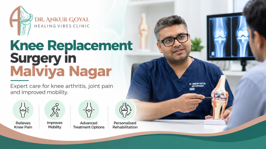 Dr. Ankur Goyal discussing knee replacement surgery with a patient