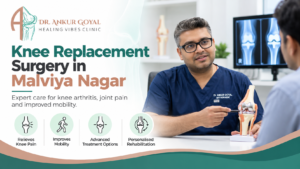 Dr. Ankur Goyal discussing knee replacement surgery with a patient
