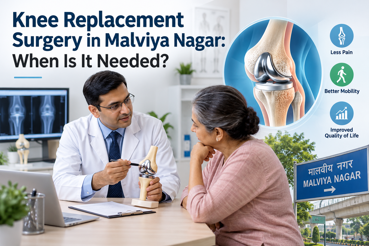Knee replacement surgery consultation with an orthopaedic specialist in Malviya Nagar